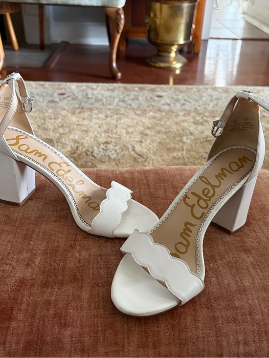 Sam Edelman Shoes - Sam Edelman White Scalloped Block Heel Sandals women's 7.5 designer cottagecore